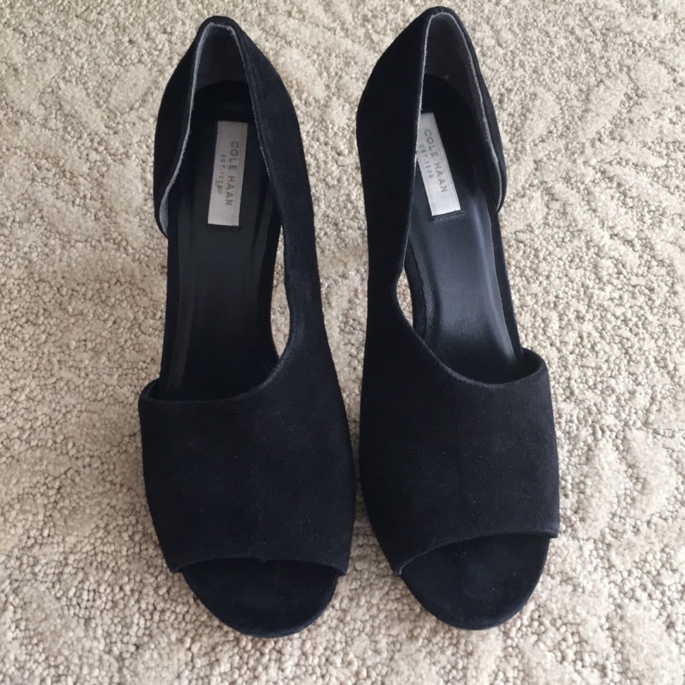 Cole Haan Suede Cutout Black Heels